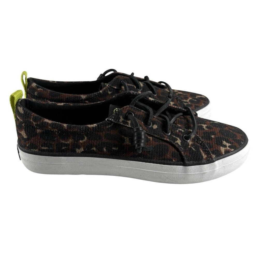 Sperry Women Size 7 Cheetah Print Casual Slip-On Crestvibe Seacycled Sneakers
